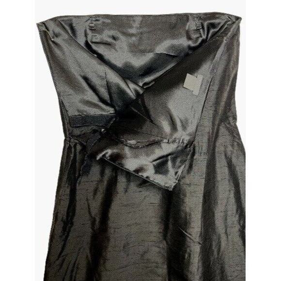 Ann Taylor Shantung Silk Bow Dress Sz 10 Black Strapless Zip Bow Party Cocktail - Picture 8 of 9